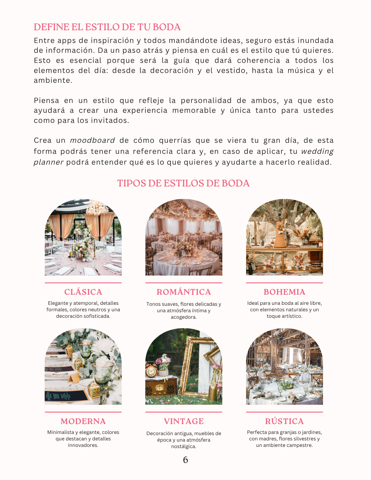 Decoración, flores y estilo de boda